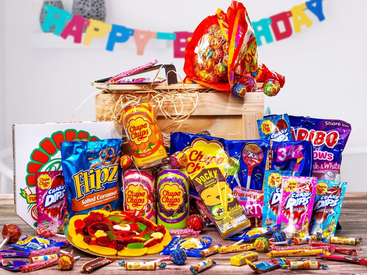 Superkisten mit Chupa Chups Lutschern